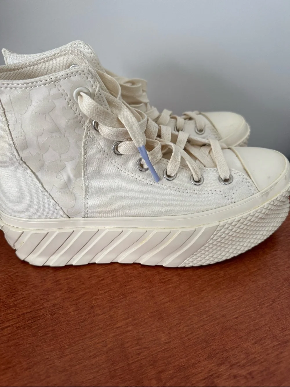 Converse Cream Platform High-Top Sneakers